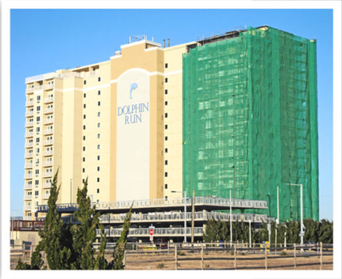 120gsm สีขาวสีเขียวนั่งร้านตาข่ายตาข่ายนั่งร้าน 2m X 50m 3m X 50m 1m X 50m