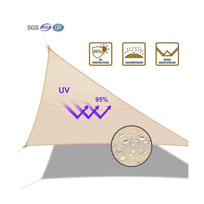 ผ้าโพลีเอสเตอร์สามเหลี่ยม Sun Shade Sail PU เคลือบกันสนิม 160gsm